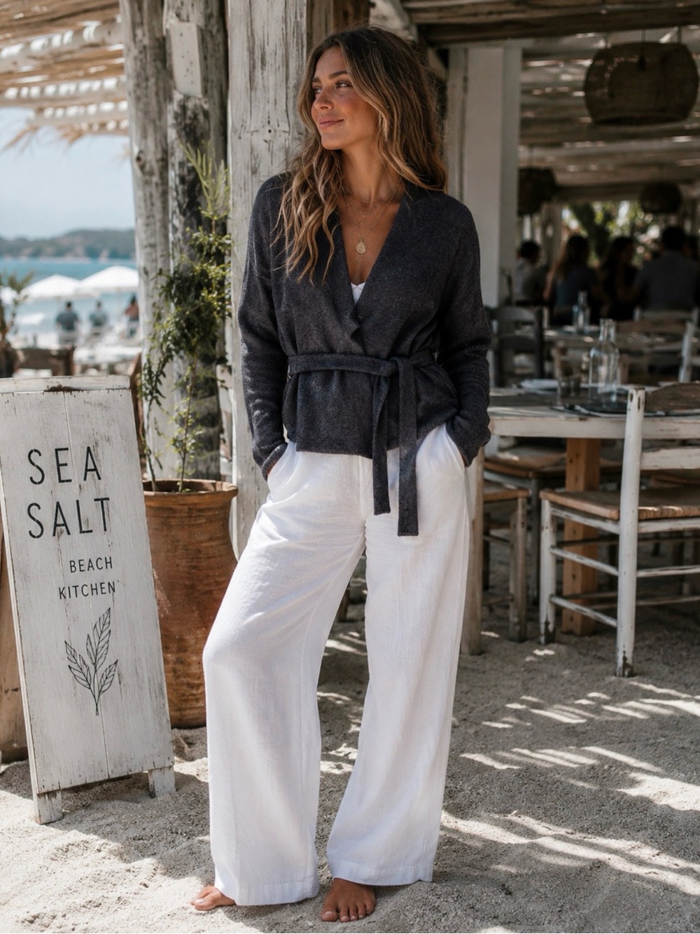 Robert Rodriguez Florence Open Front Charcoal Wrap Cardigan